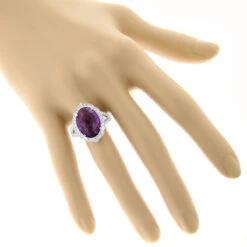 14K White Gold Diamond Purple Amethyst Cocktail Ring 0.9 Ct -Luxurman gemstone cocktail rings 14k white gold diamond purple amethyst ring 075ct bodwh