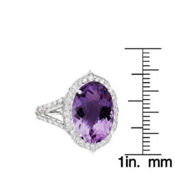 14K White Gold Diamond Purple Amethyst Cocktail Ring 0.9 Ct -Luxurman gemstone cocktail rings 14k white gold diamond purple amethyst ring 075ct rulerwh