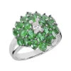 Ladies Diamond And Emerald Ring 14K White Gold 0.24ctd 4.40ct