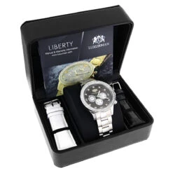 Genuine Diamond For Men: 2ct Luxurman Liberty Watch Swiss Quartz 8 Genuine Diamond For Men: 2ct Luxurman Liberty Watch Swiss Quartz -Luxurman genuine diamond watches for men 2ct luxurman liberty watch swiss quartz box