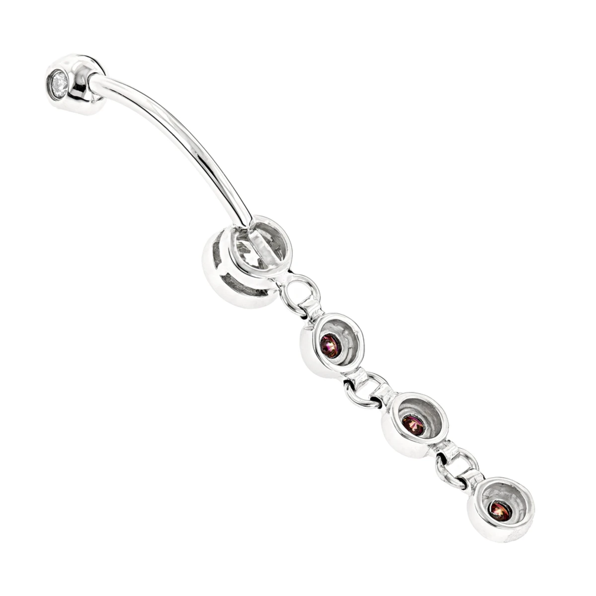 14K White Gold White Pink Diamond Belly Button Ring 0.86ct 4 14K White Gold White Pink Diamond Belly Button Ring 0.86ct - Image 4