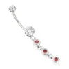 14K White Gold White Pink Diamond Belly Button Ring 0.86ct