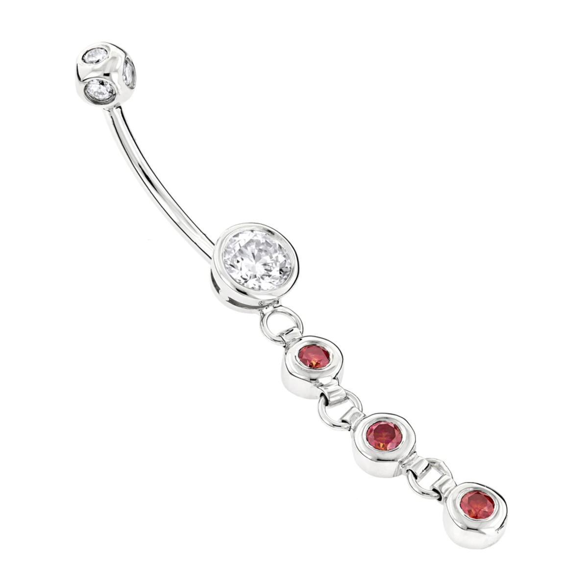 14K White Gold White Pink Diamond Belly Button Ring 0.86ct 1 14K White Gold White Pink Diamond Belly Button Ring 0.86ct