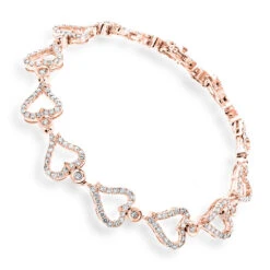 Gold Diamond Heart Bracelet 14K White Gold 3.26ct 9 Gold Diamond Heart Bracelet 14K White Gold 3.26ct -Luxurman gold diamond heart bracelet 14k 326ct p 41381 ro