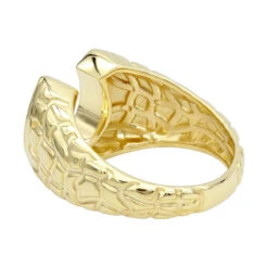 Good Luck Men's 14K Yellow Gold Nugget Horseshoe Diamond Ring 0.5ct By Luxurman -Luxurman good luck mens 14k gold nugget horseshoe diamond ring 05ct by luxurman backye