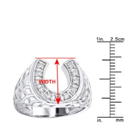 Good Luck Men's 14K Yellow Gold Nugget Horseshoe Diamond Ring 0.5ct By Luxurman -Luxurman good luck mens 14k gold nugget horseshoe diamond ring 05ct by luxurman rulerwh