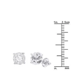 Halo 14K White Gold Cluster Diamond Earrings Studs For Men Or Women 3/4ct -Luxurman halo 14k gold cluster diamond earrings studs for men or women 34ct rulerwh