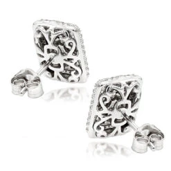 Halo 3 Carat Look Cluster Diamond Stud Earrings 1ct By Luxurman -Luxurman halo 3 carat look cluster diamond stud earrings 1ct by luxurman backwh