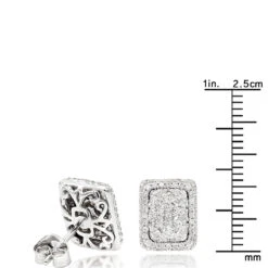 Halo 3 Carat Look Cluster Diamond Stud Earrings 1ct By Luxurman -Luxurman halo 3 carat look cluster diamond stud earrings 1ct by luxurman rulerwh