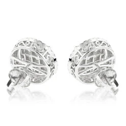 Halo Diamond Cluster Earrings Studs 1.61ct 14K White Gold 9 Halo Diamond Cluster Earrings Studs 1.61ct 14K White Gold -Luxurman halo diamond cluster earrings 161ct 14k gold backwh
