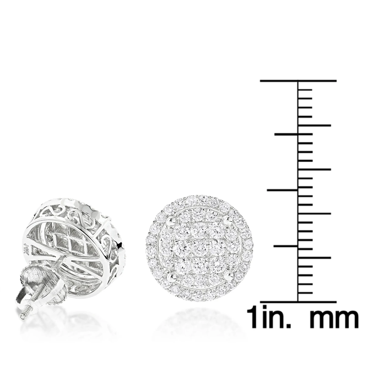 Halo Diamond Cluster Earrings Studs 1.61ct 14K White Gold 6 Halo Diamond Cluster Earrings Studs 1.61ct 14K White Gold - Image 6