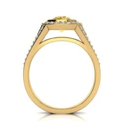 Halo White & Yellow Diamond Engagement Ring By Luxurman 1.35ct 18K Yellow Gold -Luxurman halo white yellow diamond engagement ring by luxurman 135ct 18k gold back