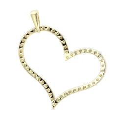 Heart 14K Yellow Gold Round Diamond Heart Pendant 1.5ct By LUXURMAN -Luxurman heart jewelry 14k gold round diamond heart pendant 15ct by luxurman backye