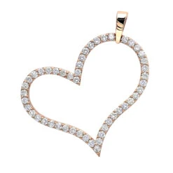 Heart 14K Yellow Gold Round Diamond Heart Pendant 1.5ct By LUXURMAN -Luxurman heart jewelry 14k gold round diamond heart pendant 15ct by luxurman ro