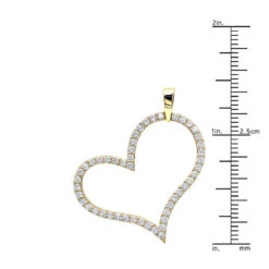 Heart 14K Yellow Gold Round Diamond Heart Pendant 1.5ct By LUXURMAN -Luxurman heart jewelry 14k gold round diamond heart pendant 15ct by luxurman rulerye