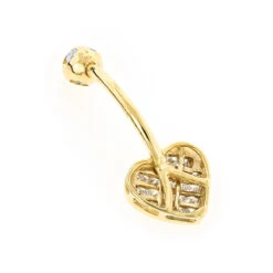 Heart Shaped 14K Yellow Gold Diamond Belly Button Ring 0.66ct 8 Heart Shaped 14K Yellow Gold Diamond Belly Button Ring 0.66ct -Luxurman heart shaped 14k gold diamond belly button ring 066ct p 5865 backye