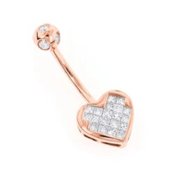 Heart Shaped 14K Yellow Gold Diamond Belly Button Ring 0.66ct 7 Heart Shaped 14K Yellow Gold Diamond Belly Button Ring 0.66ct -Luxurman heart shaped 14k gold diamond belly button ring 066ct p 5865 ro