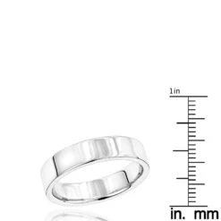 Heavy 5mm Wide Comfort Fit Wedding Ring For Men & Women 14K White Gold Flat Band -Luxurman heavy 5mm wide comfort fit wedding ring for men women 14k gold flat band 000500 rulerwh