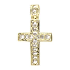 Hip Hop 10K Yellow Gold Cuban Link Chain Diamond Cross Pendant For Men -Luxurman hip hop jewelry 10k gold cuban link chain diamond cross pendant for men backye