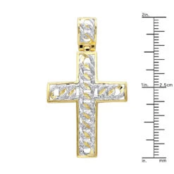 Hip Hop 10K Yellow Gold Cuban Link Chain Diamond Cross Pendant For Men -Luxurman hip hop jewelry 10k gold cuban link chain diamond cross pendant for men rulerye