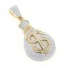 Hip Hop 10K Yellow Gold Diamond Money Bag Pendant 1.15ct