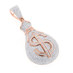 Hip Hop 10K Yellow Gold Diamond Money Bag Pendant 1.15ct -Luxurman hip hop jewelry 10k gold diamond money bag pendant 115ct ro
