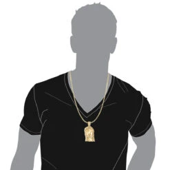 Hip Hop 14K Yellow Gold Round Diamond Jesus Head Pendant 3.5ct By Luxurman -Luxurman hip hop jewelry 14k gold round diamond jesus head pendant 35ct by luxurman bodye