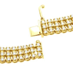 Hip Hop 3 Row Diamond Tennis Chain 14K White Gold Men's Necklace 30 Carats -Luxurman hip hop jewelry 3 row diamond tennis chain 14k gold mens necklace 30 carats backye