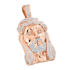 Real Hip Hop Large 14K White Gold Diamond Jesus Face Pendant 7ct 8 Real Hip Hop Large 14K White Gold Diamond Jesus Face Pendant 7ct -Luxurman hip hop jewelry diamond jesus face pendant 355ct p 23047 ro