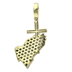 Hip Hop 10K Yellow Gold Praying Hands And Cross Diamond Pendant For Men -Luxurman hip hop jewelry praying hands and cross diamond pendant for men 10k gold backye
