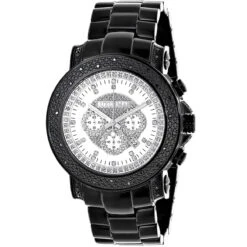Hip Hop Oversized Luxurman Escalade Men's Black Diamond Watch 3/4ct
