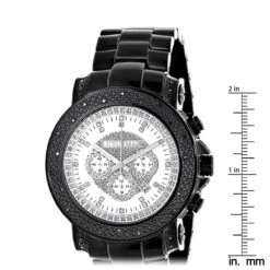 Hip Hop Oversized Luxurman Escalade Men's Black Diamond Watch 3/4ct -Luxurman hip hop watches oversized luxurman escalade mens black diamond watch 34ct ruler