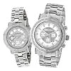 His And Hers Luxurman Oversized Diamond Watch Set 4.5ct