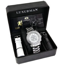 His And Hers Luxurman Oversized Diamond Watch Set 4.5ct -Luxurman his and hers watches luxurman oversized diamond watch set 45ct 4