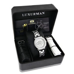 His And Hers Luxurman Oversized Diamond Watch Set 4.5ct -Luxurman his and hers watches luxurman oversized diamond watch set 45ct 4 1 1