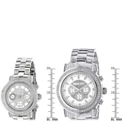 His And Hers Luxurman Oversized Diamond Watch Set 4.5ct -Luxurman his and hers watches luxurman oversized diamond watch set 45ct ruler