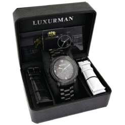 His And Hers Oversized Black Diamond Watch Set By Luxurman 5.15ct -Luxurman his and hers watches oversized black diamond watch set by luxurman 515ct 4