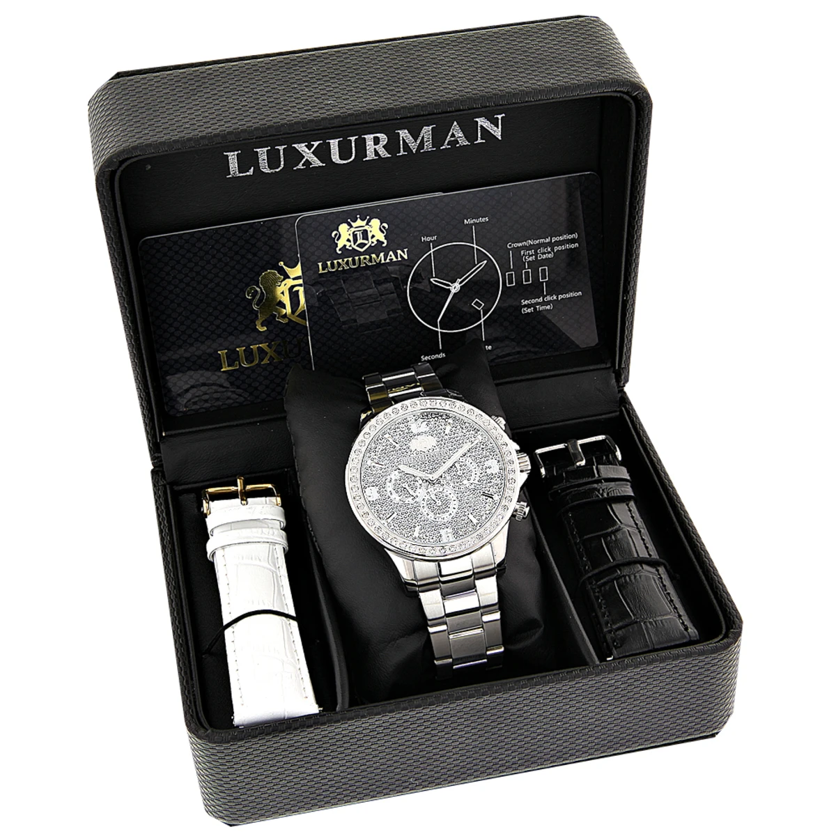 His And Hers Stainless Steel Luxurman Diamond Watch Set 3.5ct 4 His And Hers Stainless Steel Luxurman Diamond Watch Set 3.5ct - Image 4
