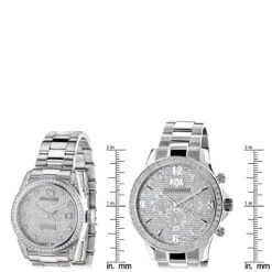 His And Hers Stainless Steel Luxurman Diamond Watch Set 3.5ct 9 His And Hers Stainless Steel Luxurman Diamond Watch Set 3.5ct -Luxurman his and hers watches stainless steel luxurman diamond watch set 35ct ruler