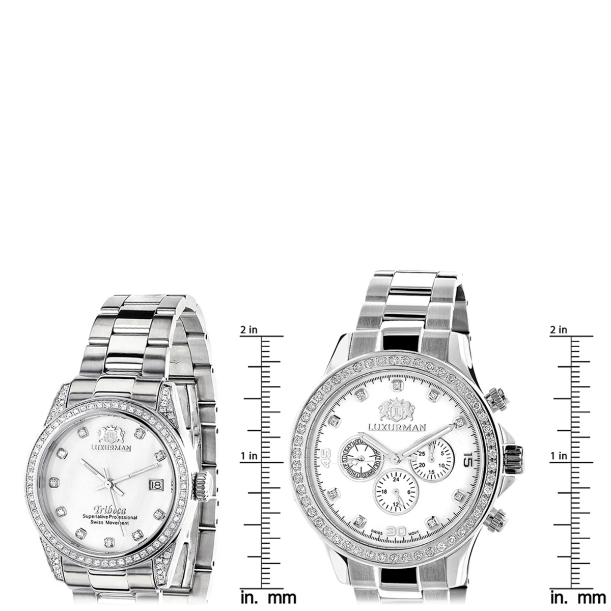 His And Hers White Gold Pltd Luxurman Diamond Watch Set 3.5ct 5 His And Hers White Gold Pltd Luxurman Diamond Watch Set 3.5ct - Image 5