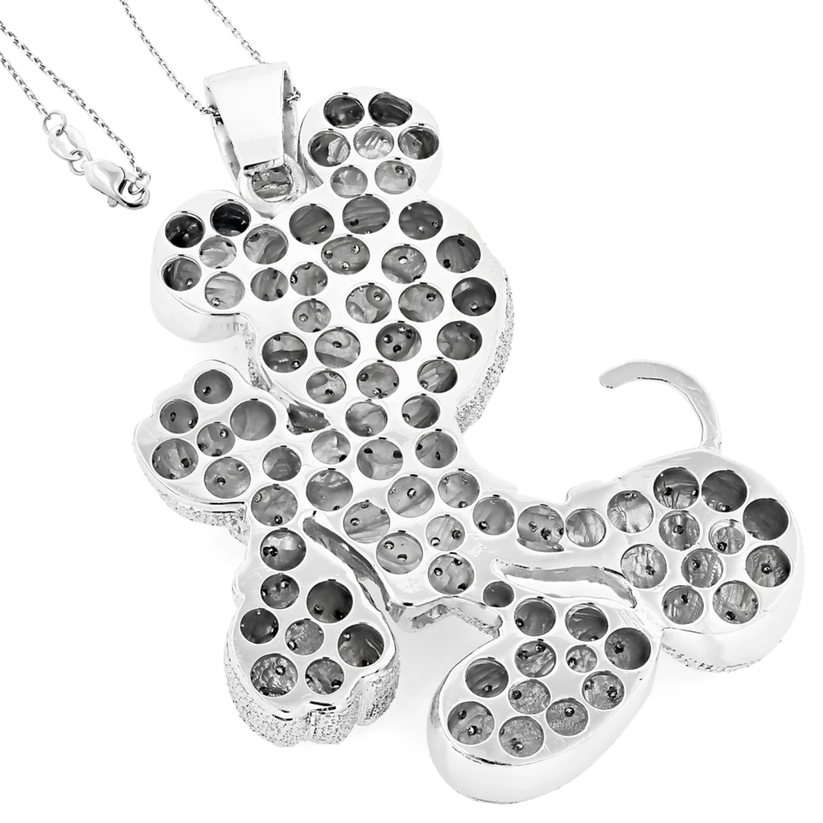 Huge 10K White Gold Diamond Mickey Mouse Pendant 4ct 4 Huge 10K White Gold Diamond Mickey Mouse Pendant 4ct - Image 4