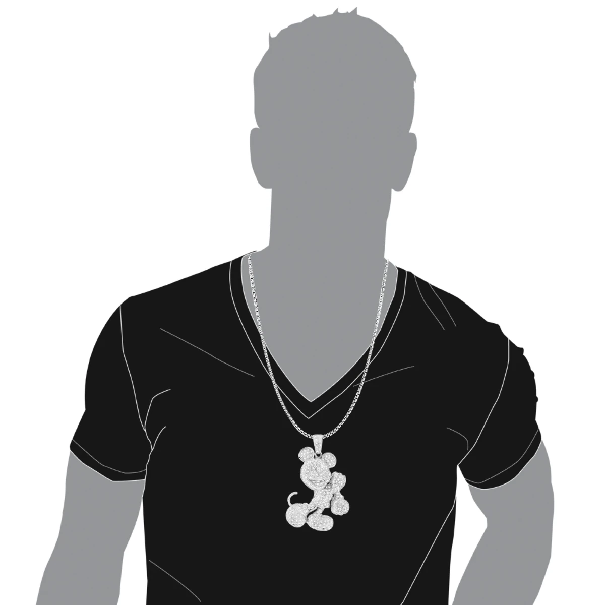 Huge 10K White Gold Diamond Mickey Mouse Pendant 4ct 5 Huge 10K White Gold Diamond Mickey Mouse Pendant 4ct - Image 5