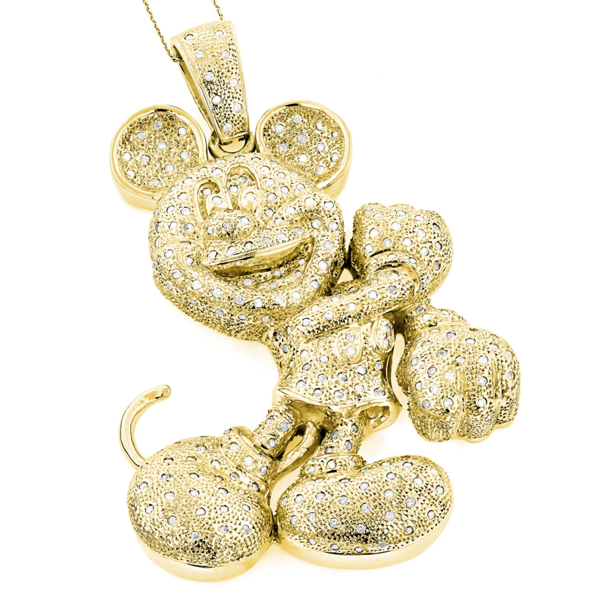 Huge 10K White Gold Diamond Mickey Mouse Pendant 4ct 2 Huge 10K White Gold Diamond Mickey Mouse Pendant 4ct - Image 2