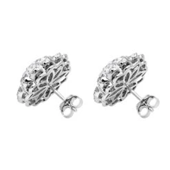 Huge 3 Carat Designer Diamond Stud Earrings For Women Cluster Flower Design -Luxurman huge 3 carat designer diamond stud earrings for women cluster flower design backwh