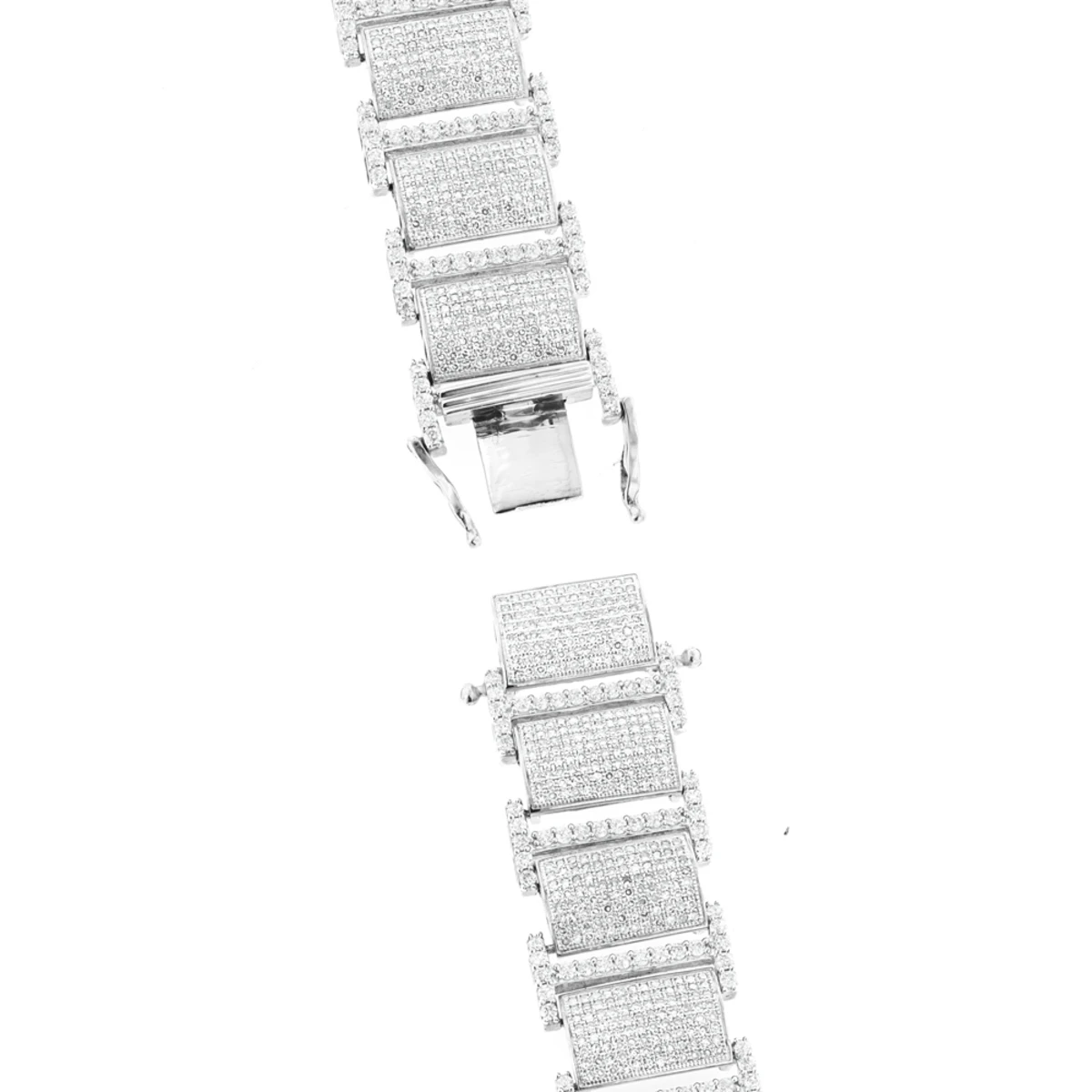 Iced Out 10K White Gold Pave Diamond Bracelet For Men 13.78 4 Iced Out 10K White Gold Pave Diamond Bracelet For Men 13.78 - Image 4