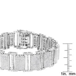 Iced Out 10K White Gold Pave Diamond Bracelet For Men 13.78 11 Iced Out 10K White Gold Pave Diamond Bracelet For Men 13.78 -Luxurman iced out bracelets 10k pave diamond bracelet 1378 p 35747 rulerwh