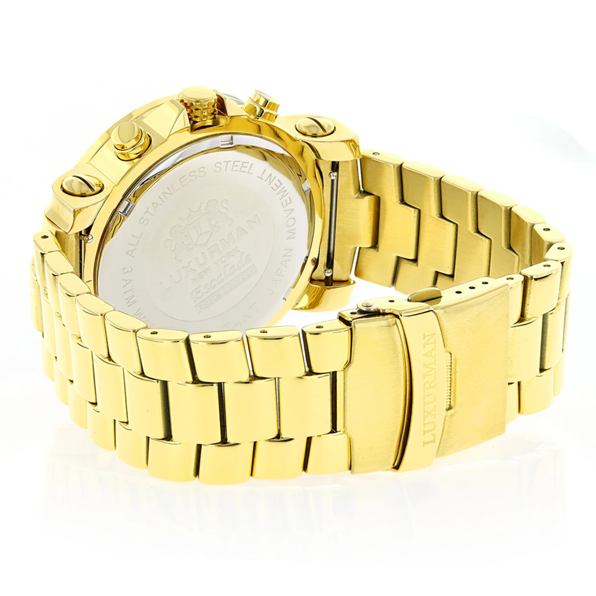 Iced Out Luxurman Large Diamond Bezel Watch For Men Yellow Gold Plated 2.5ct 2 Iced Out Luxurman Large Diamond Bezel Watch For Men Yellow Gold Plated 2.5ct - Image 2