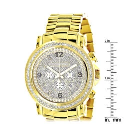 Iced Out Luxurman Large Diamond Bezel Watch For Men Yellow Gold Plated 2.5ct 9 Iced Out Luxurman Large Diamond Bezel Watch For Men Yellow Gold Plated 2.5ct -Luxurman iced out luxurman large diamond bezel watch for men yellow gold plated 25c ruler
