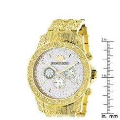 Iced Out Luxurman Men's Diamond Watch 1.25ct Yellow Gold Tone -Luxurman iced out luxurman mens diamond watch 1 25ct yellow gold tone ruler