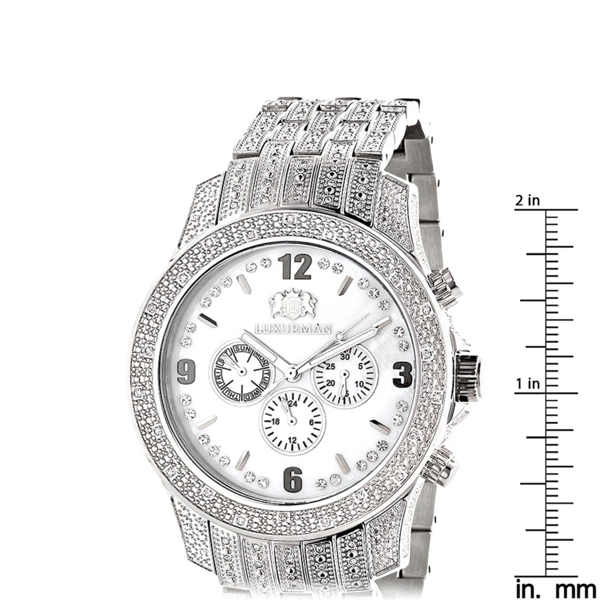 Iced Out Luxurman Men's Diamond Watch 1.25ct White MOP 5 Iced Out Luxurman Men's Diamond Watch 1.25ct White MOP - Image 5